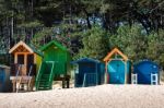 Some Brightly Coloured Beach Huts In Wells Next The Sea Stock Photo