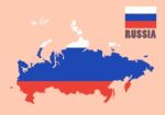 Russia Map With Flag Background Stock Photo