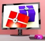 Gift Purchases Or Computer Greetings Online Stock Photo