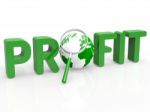 Magnifier Profit Means Profits Search And Profitable Stock Photo
