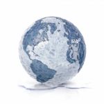 Ice Globe 3d Illustration North And South America Map Stock Photo