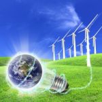 Wind Turbines And Lightbulb Stock Photo