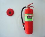 Fire Alarm And Fire Extinguisher Stock Photo