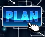 Plan Button Means Project Programme And Web Stock Photo
