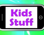 Kids Stuff On Phone Means Online Activities For Children Stock Photo