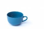 Blue Ceramic Bowl On White Background Stock Photo