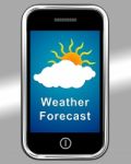 Mobile with weather forecast Stock Photo