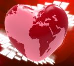 Heart Globe Means Valentine's Day And Earth Stock Photo