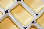 Square Box Of Cheese Base Cake Stock Photo