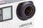 Closeup Gopro Hero 4 Black Extreme Sport Camera, Lightweight Personal Camera Manufactured By Gopro Inc Stock Photo