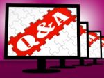 Q&a On Monitors Shows Info Questions And Answers Online Stock Photo