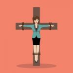 Crucified Business Woman Stock Photo
