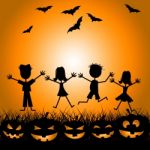 Halloween Kids Indicates Trick Or Treat And Children Stock Photo
