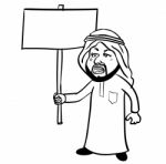 Sg171005-cartoon Islam Arab Man Protestor- Sketch Stock Photo