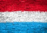 Luxembourg Flag Painted On Wall Stock Photo