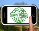 100percent Pure On Smartphone Shows Genuine Stock Photo