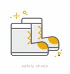 Thin Line Icons, Safety Shoes Stock Photo
