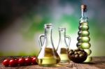 Olive Oil, Mediterranean Rural Theme Stock Photo