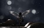 Little Angel's Adventure In Starry Night,3d Illustration Stock Photo