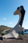 Alcaravan Sculpture By Roberto Martinon Above Playa San Juan Ten Stock Photo