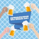 Oktoberfest With Blue Background Pattern Stock Photo