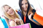 Two Young Friends Shopping Together Stock Photo