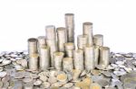 Stack Of Thai Coins Baht Stock Photo