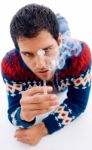 Male Smoking Cigarette Stock Photo