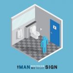 Man Toilet Sign In Restroom Isometric Stock Photo