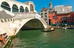 Venice Italy Rialto Bridge View Stock Photo