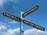 Firewall Antivirus Antispyware Post Stock Photo