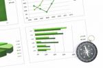 Business Chart Market At Compass Stock Photo