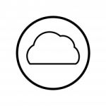 Of Cloud Icon In Circle Line -  Iconic Design Stock Photo