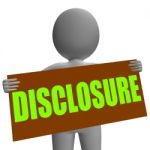 Disclosure Sign Character Shows Legal Communication And Informat Stock Photo