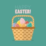 Easter Egg In Basket Stock Photo