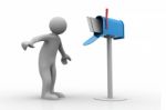 3d Person With A Mailbox Stock Photo