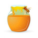 Bee With Honey Stock Photo