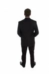 Standing Businessman Posing From Back Stock Photo