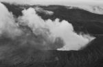 Artistic Black And White Volcano Erupting Stock Photo