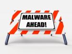 Malware Ahead Refers To Malicious Danger For Computer Future Stock Photo