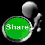 Share Pressed Means Sharing With And Showing Stock Photo