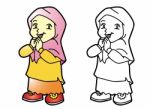 Coloring Melayu Muslim Girl -  Illustration Stock Photo