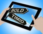 Bold Timid Tablet Shows Extroverted And Shy Stock Photo