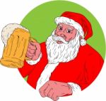 Santa Claus Drinking Beer Drawing Stock Photo