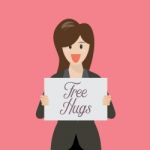 Business Woman Showing Free Hug Sign Stock Photo