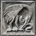Old Bas-relief Of Fairytale Heron And Snake Stock Photo