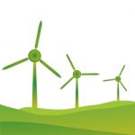 Green Wind Turbines Stock Photo