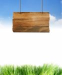 Hanging Wooden Sign Stock Photo