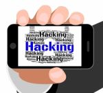 Hacking Lock Represents Vulnerable Wordcloud And Crack Stock Photo