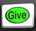 Give Button Means Bestowed Allot Or Grant Stock Photo